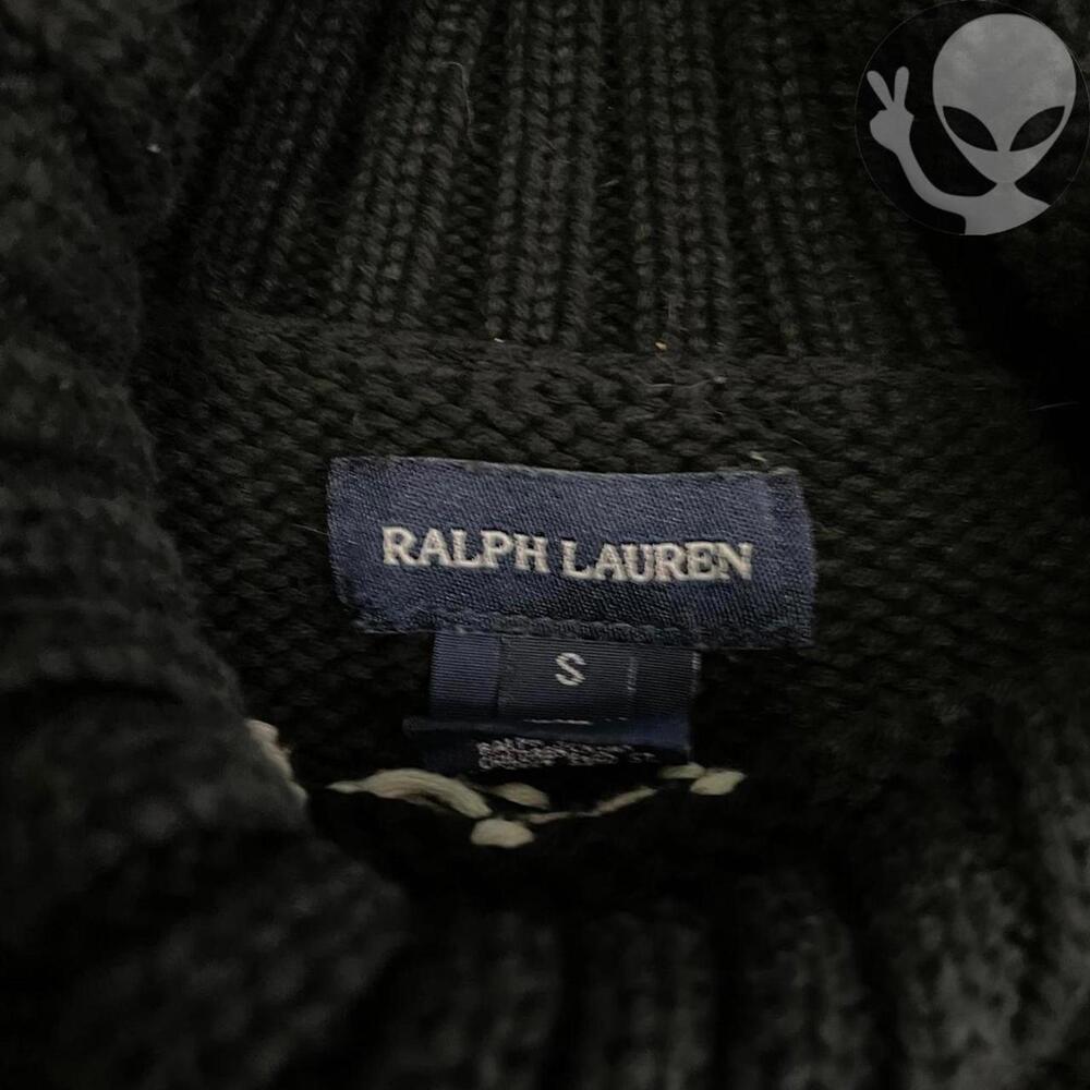 Polo Ralph Lauren Kids Unisex Small Reindeer Fair Isle Knit Sweater Black 80s